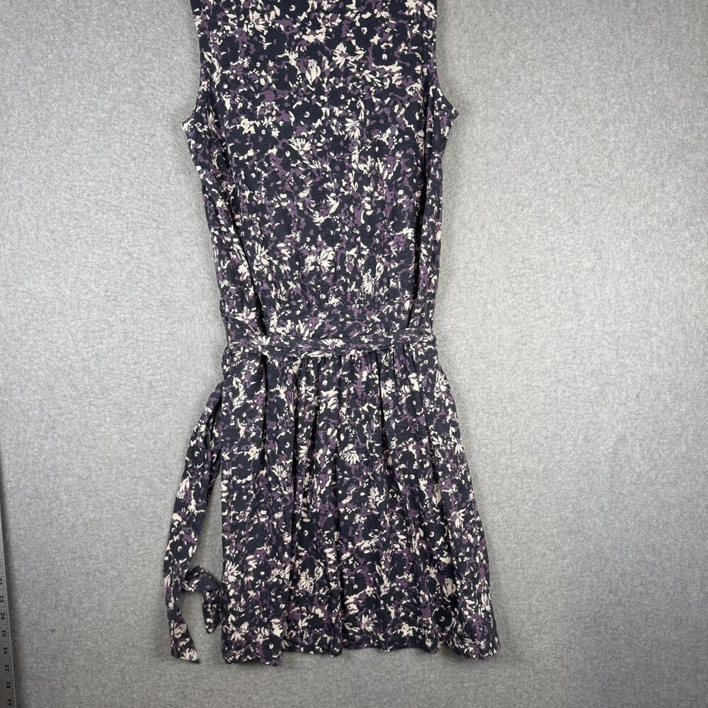 Ann Taylor LOFT Women's Size 10 Purple Black Floral Sleeveless Belted Dress - Picture 6 of 8